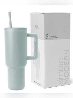 40oz Trek Tumbler with Handle & Straw – Seafoam